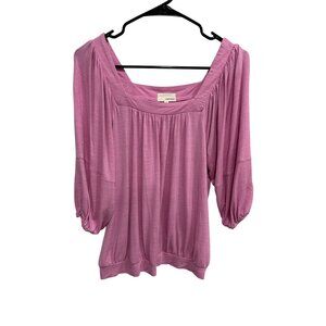 Dept 222 Womens Pink Square Neck Balloon Sleeve Blouse Size Large Coquette Boho